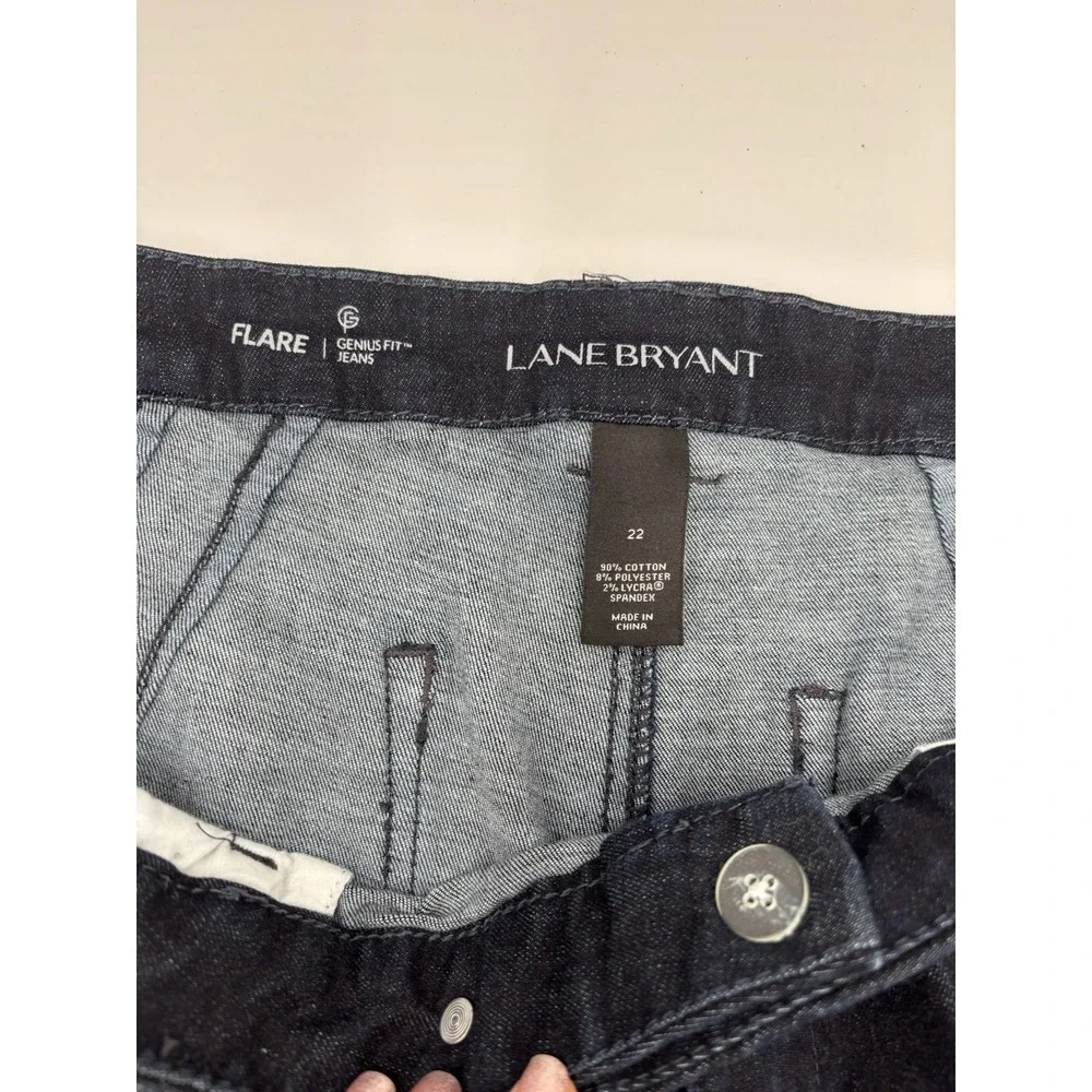 Lane Bryant Genius Fit Flare Jeans Womens 22 Dark Wash Stretch Bootcut 32 Inseam